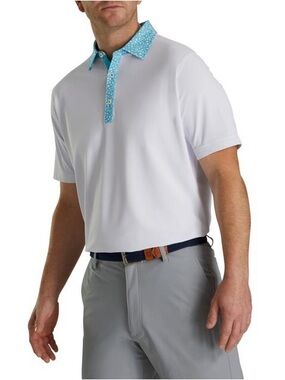 FOOTJOY SZ MD Men's Tulip Trim Short Sleeve Polo